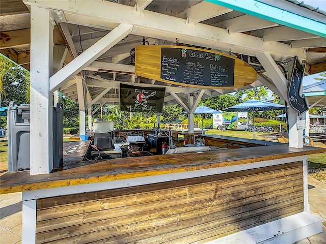 view of dock featuring a gazebo