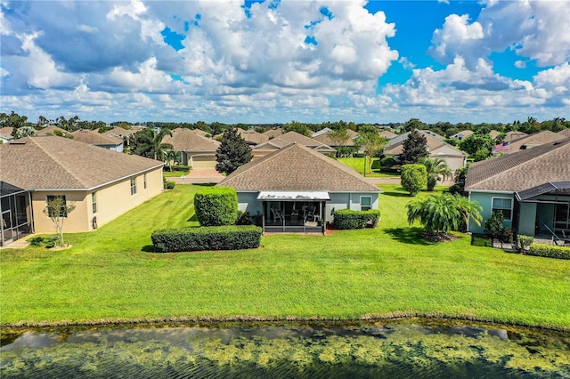 bird's eye view featuring a water view