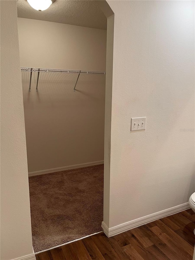 walk in closet featuring dark hardwood / wood-style flooring