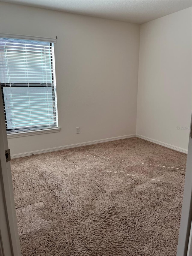 empty room with carpet floors, a healthy amount of sunlight, and baseboards