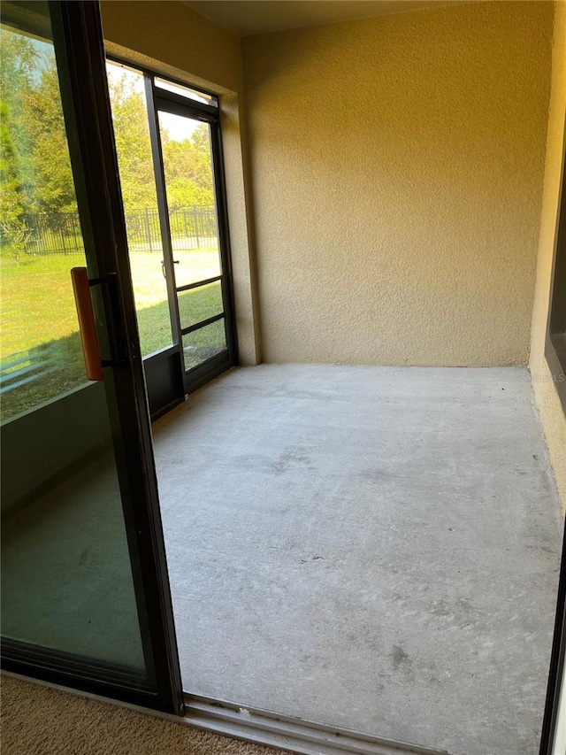 view of unfurnished sunroom