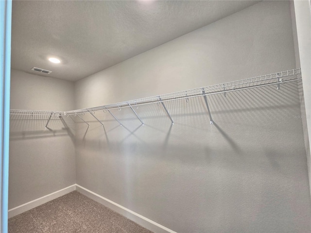 spacious closet with visible vents and carpet flooring