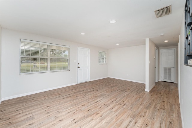 interior space with light hardwood / wood-style floors