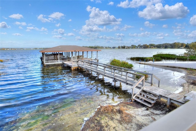 view of dock featuring a water view