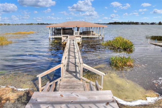 dock area featuring a water view