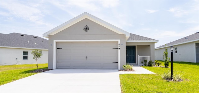 559 SW 77th Cir, Ocala, FL 34474 - ranch-style home with driveway, a front yard, an attached garage, and stucco siding