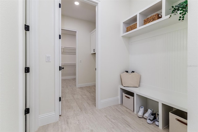 mudroom featuring light wood-type flooring