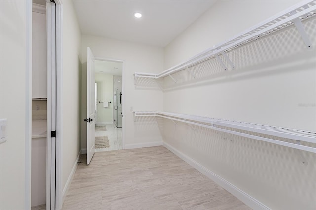 walk in closet featuring light wood-type flooring