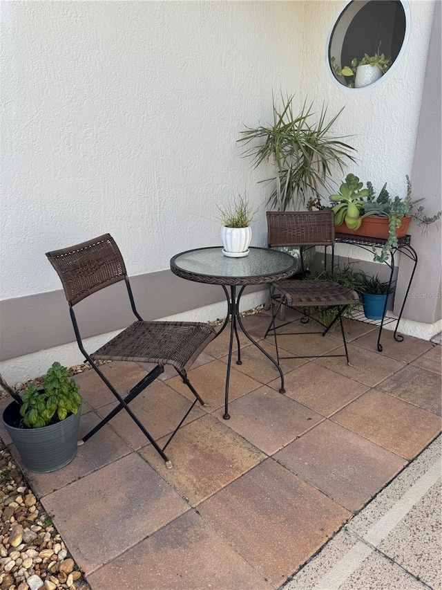 balcony with a patio area