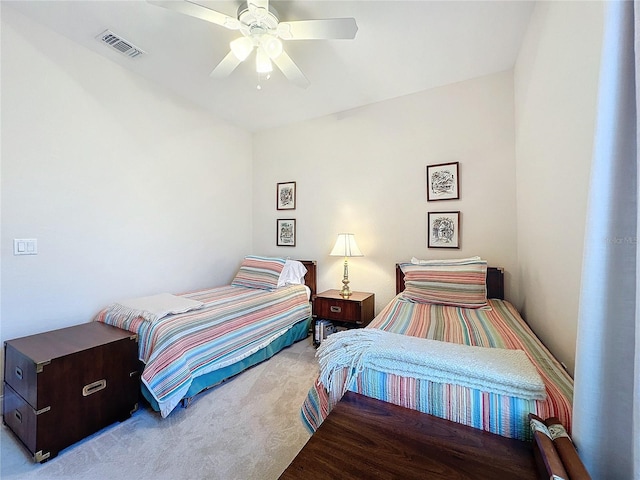 bedroom with carpet floors and ceiling fan