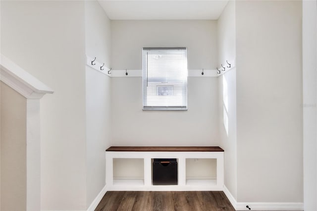 mudroom featuring dark hardwood / wood-style floors