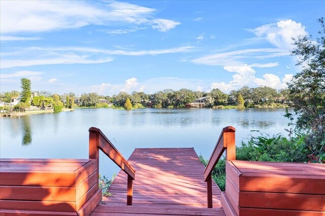 view of dock featuring a water view