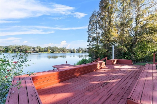 deck with a water view