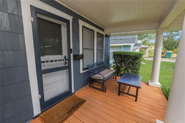 deck with covered porch