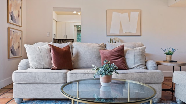 view of tiled living room