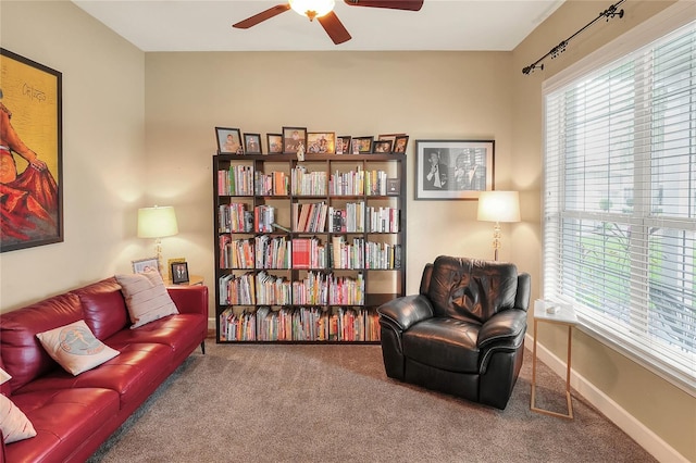 1935 Austin Ter, Winter Haven, FL 33884 - sitting room with baseboards, ceiling fan, and carpet floors