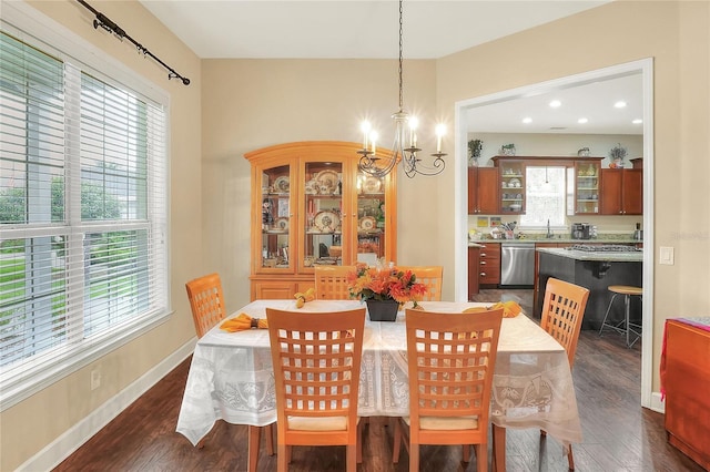 1935 Austin Ter, Winter Haven, FL 33884 - dining space with recessed lighting, dark wood finished floors, baseboards, and a notable chandelier