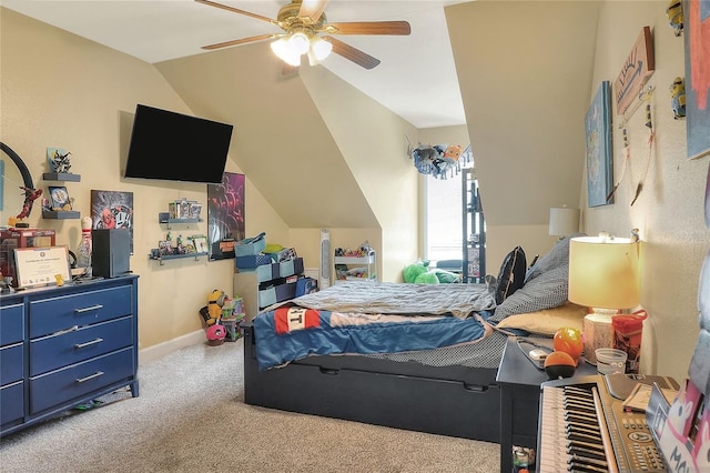 1935 Austin Ter, Winter Haven, FL 33884 - carpeted bedroom featuring lofted ceiling, baseboards, and a ceiling fan