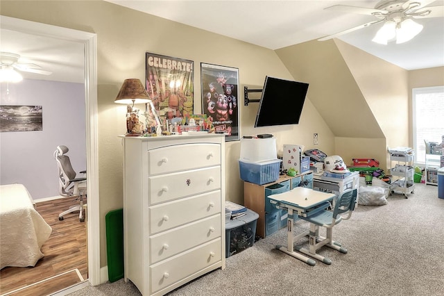 1935 Austin Ter, Winter Haven, FL 33884 - game room with a ceiling fan, carpet flooring, and vaulted ceiling