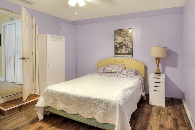 1935 Austin Ter, Winter Haven, FL 33884 - bedroom with ceiling fan, baseboards, visible vents, and wood finished floors