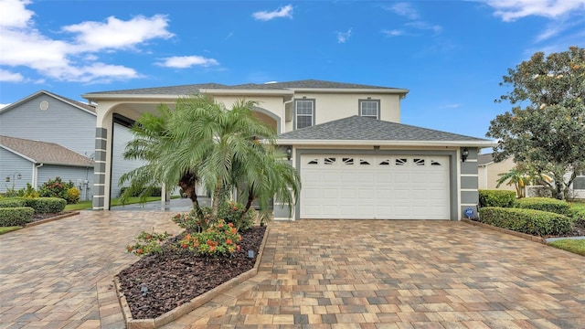 view of front of property featuring a garage