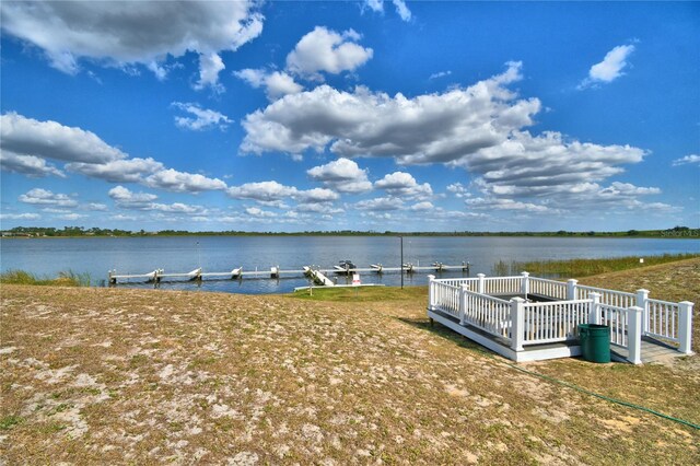 view of water feature featuring a dock