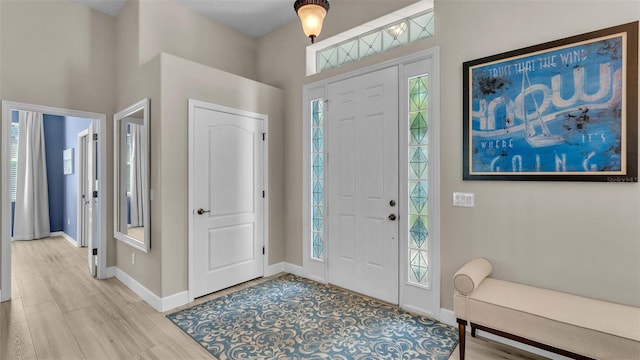 foyer featuring light wood-type flooring