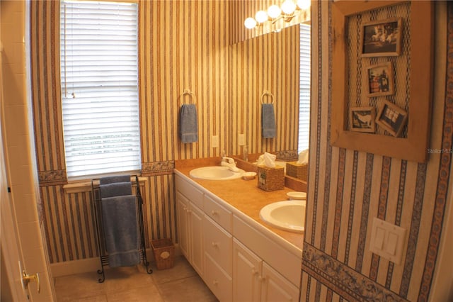 bathroom featuring vanity and tile patterned floors