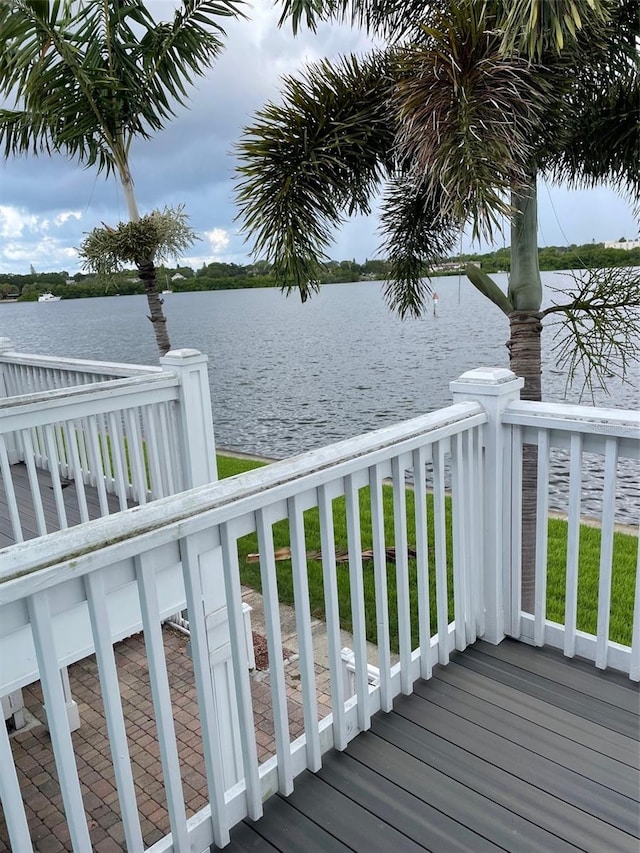 deck with a water view