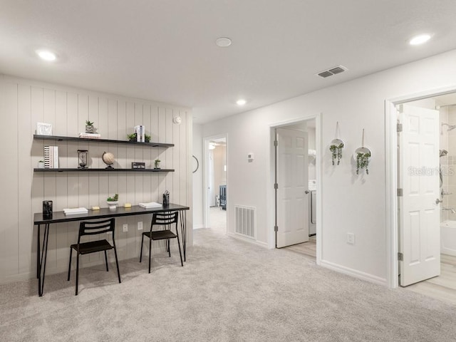 interior space with light colored carpet