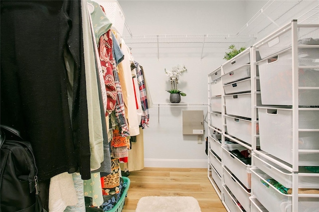 walk in closet featuring light wood-type flooring