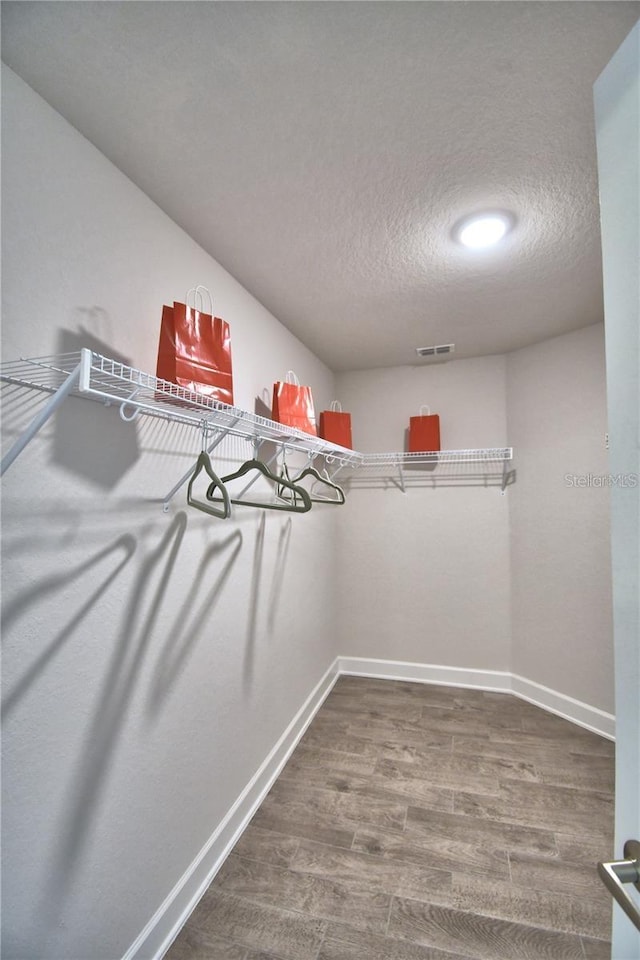 spacious closet featuring dark wood-type flooring