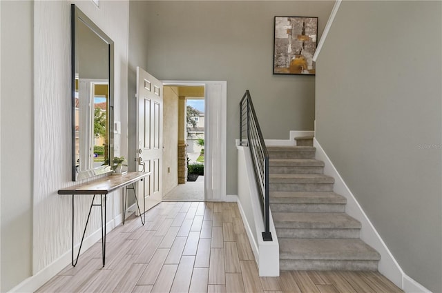 entryway with light wood-type flooring