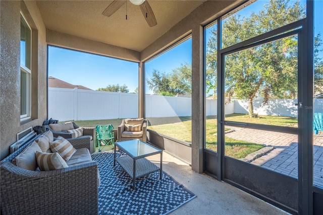 1849 Charleston Ln, Bartow, FL 33830 - sunroom / solarium with ceiling fan, outdoor lounge area, and plenty of natural light