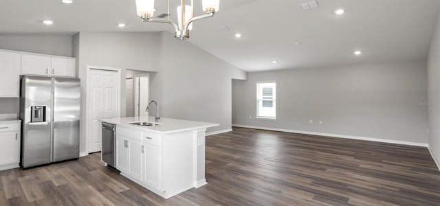 572 SW 77th Cir, Ocala, FL 34480 - kitchen with appliances with stainless steel finishes, a sink, an island with sink, light countertops, and recessed lighting