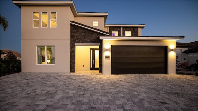 view of front of home with a garage