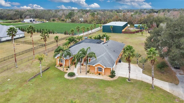 bird's eye view with a rural view