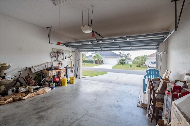 garage with a garage door opener