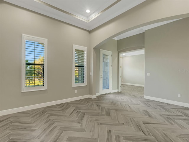 interior space with light parquet floors