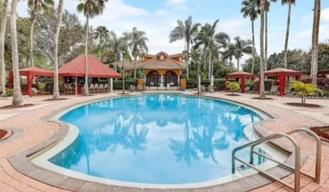 view of pool with a gazebo