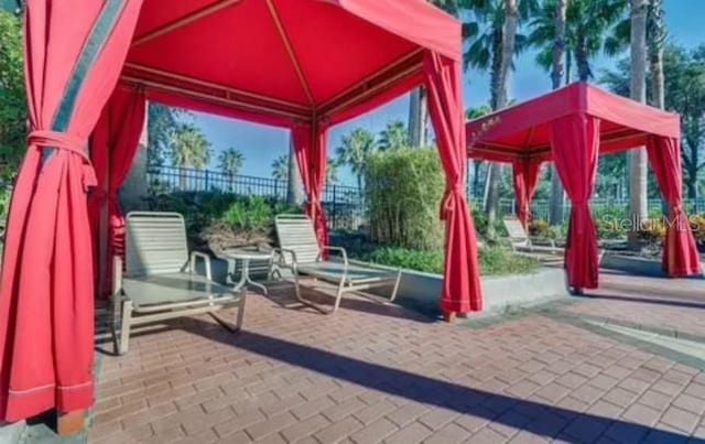 view of patio / terrace with a gazebo