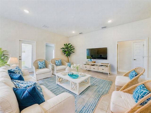 view of tiled living room