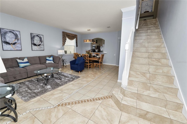 view of tiled living room