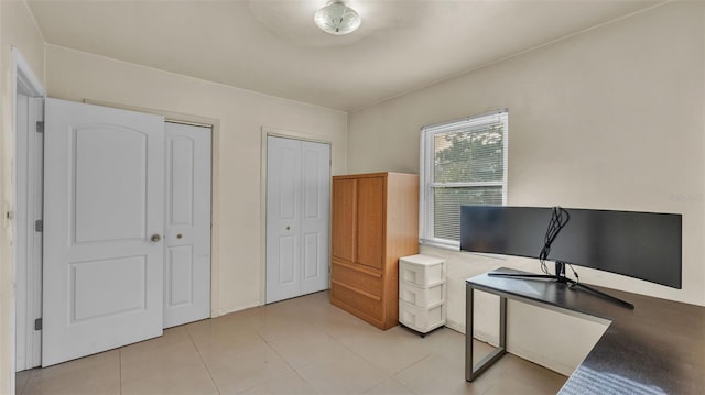 view of tiled home office