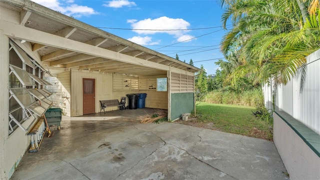 view of patio with a carport