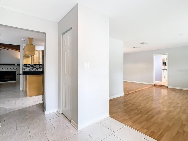 interior space with light hardwood / wood-style flooring