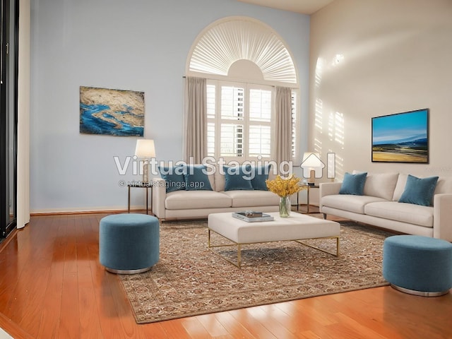 living room with hardwood / wood-style flooring