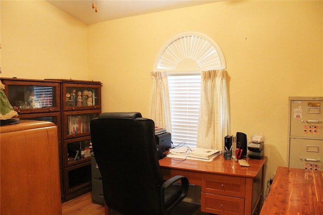 office space featuring light hardwood / wood-style floors