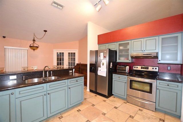 kitchen featuring sink, stainless steel appliances, and french doors