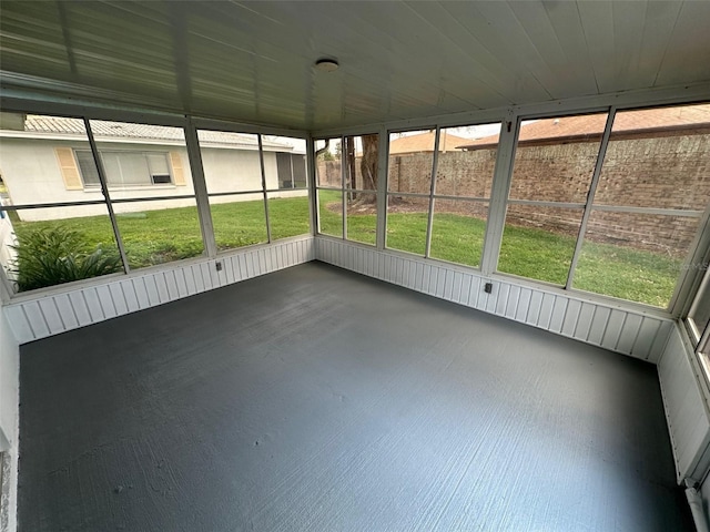 view of unfurnished sunroom